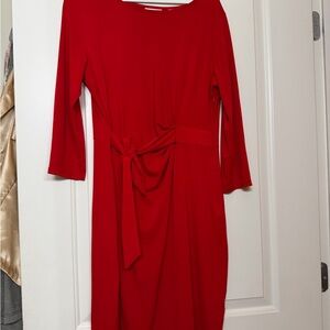 New York & Company Bold Red Long Sleeve Dress